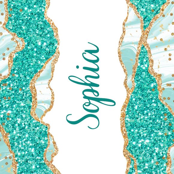Personalized Turquoise Tumbler, Teal Glitter Tumbler, Turquoise Sparkle Tumbler - Picture 2 of 8